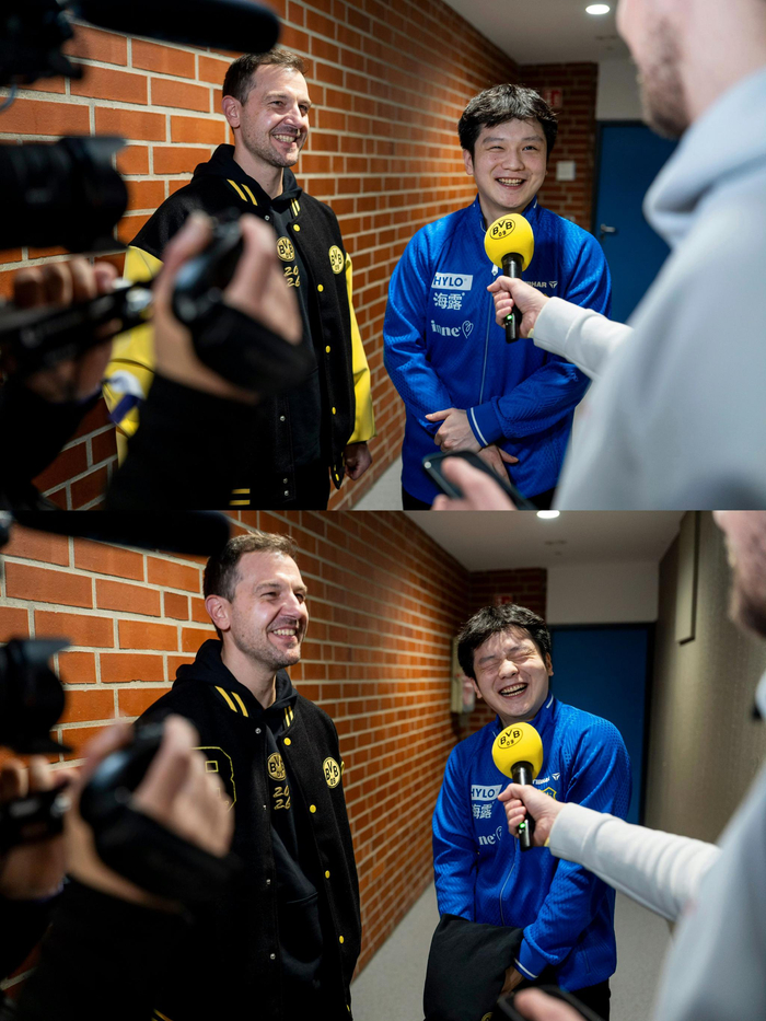 樊振东穿蓝球衣进多特蒙德更衣室创纪录|可爱_新浪体育_新浪新闻